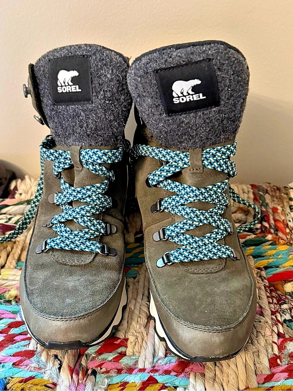 Sorel Out N About™ Faux Fur Winter Boots Gray & Blue US 9.5